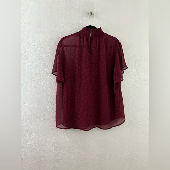 Torrid  Abbey Chiffon Red short ruffle sleeves Top Plus Size 2X - Picture 4 of 5